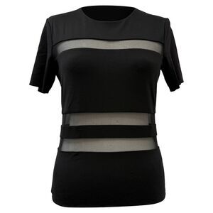 T Alexander Wang Mesh Accent T-Shirt in Black Rayon